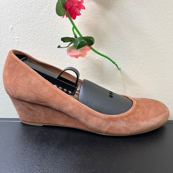 🌹Talbots Pink Orange Round Toe Suede Wedge Heels Womens 8 Work Office Business - Picture 11 of 11